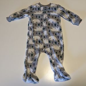 Unisex polar bear fleece footie pajamas